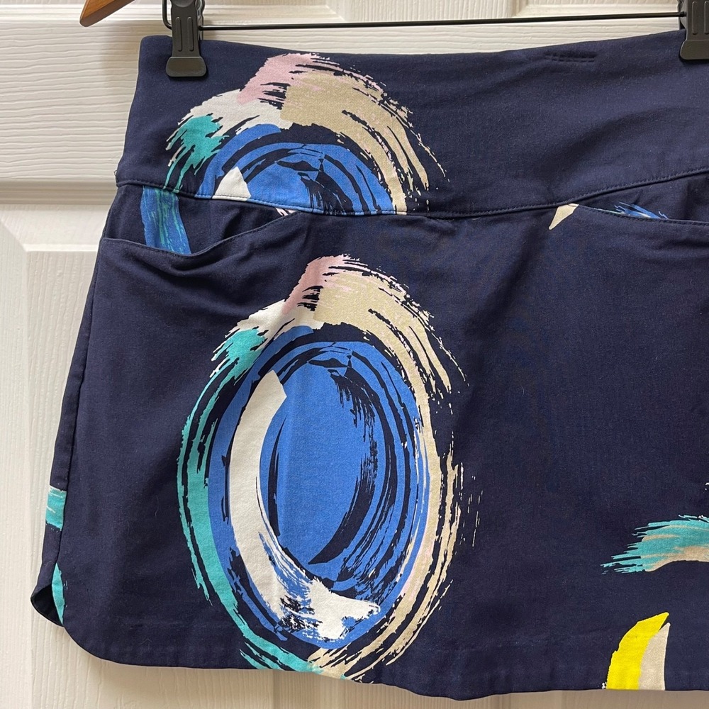 Lady Hagen Womens Small Navy &Multicolor Swirl Gift Skort Pockets Rayon Spandex